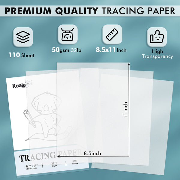 Artist’s Tracing Paper Pad 8.5x11 Inch 100 Sheets 32 LB / 50 GSM