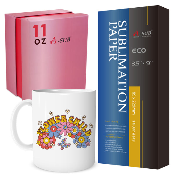 【Bundle Kit】A-SUB 3.5x9" 11oz Mug-Size Sublimation Paper & 11oz Sublimation Mug Blank