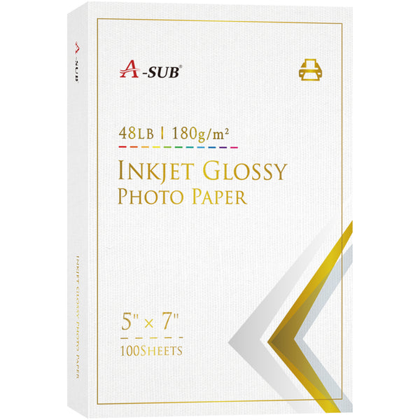 A-SUB 5 X7 Inches Glossy Cast Coated Photo Paper 48lb 180gsm