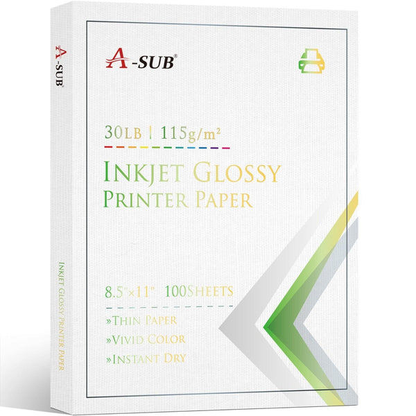 A-SUB 8.5x11 Inches Glossy Cast Coating Photo Paper 30lb 115gsm