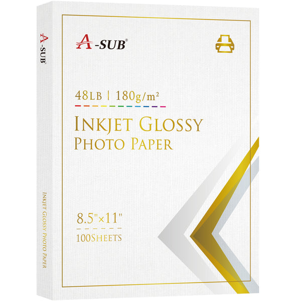 A-SUB 8.5x11 Inches Glossy Cast Coated Photo Paper 48lb 180gsm
