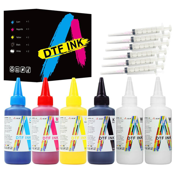 A-SUB DTF Ink 600ML all in one for Beginner (100ml x 6, CMYK Wh) - A-SUB