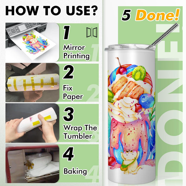 A-SUB Sublimation Shrink Wraps Sleeves 50 Sheets for Sublimation Beginner - A-SUB