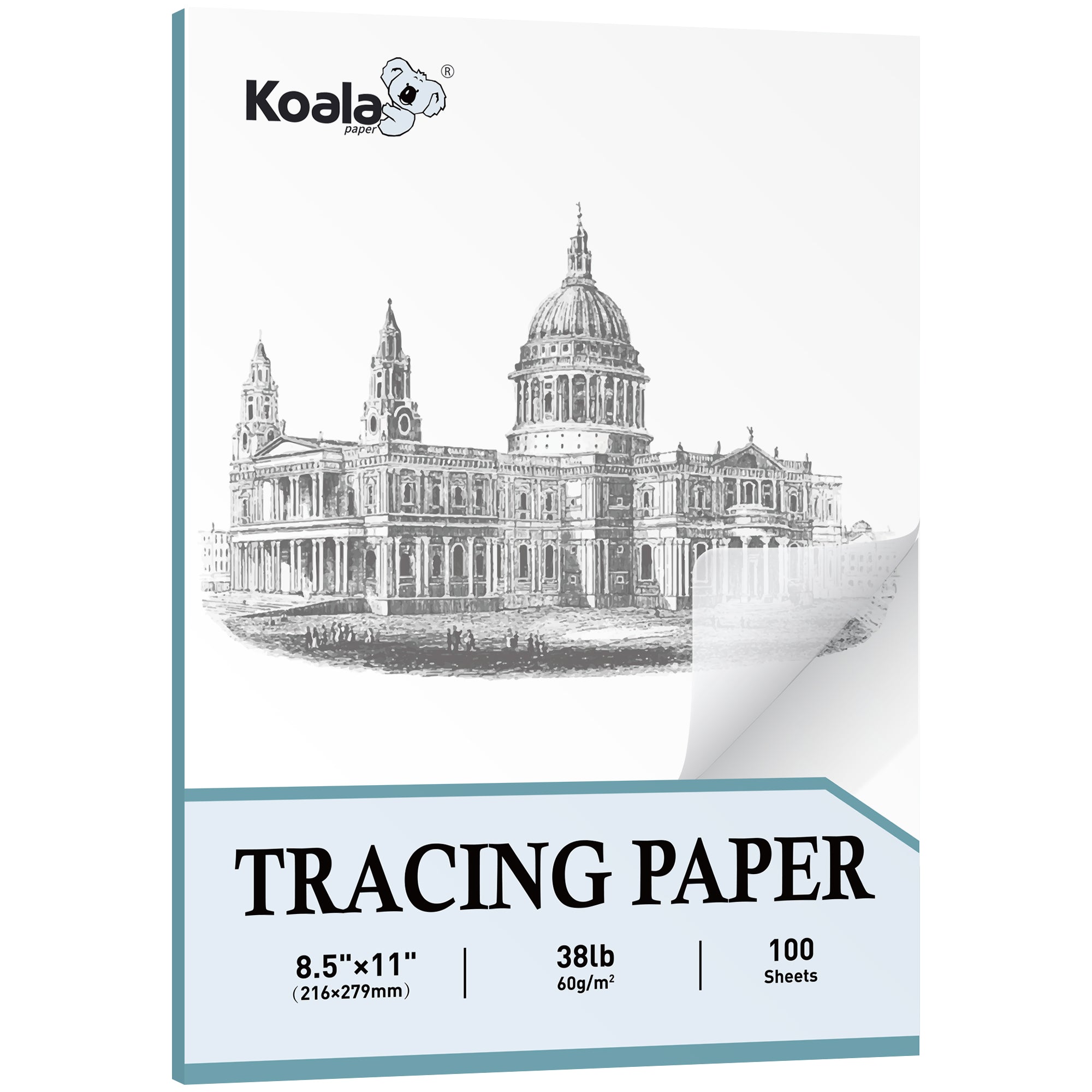 Artist’s Tracing Paper Pad 8.5x11 Inch 100 Sheets 38 LB / 60 GSM