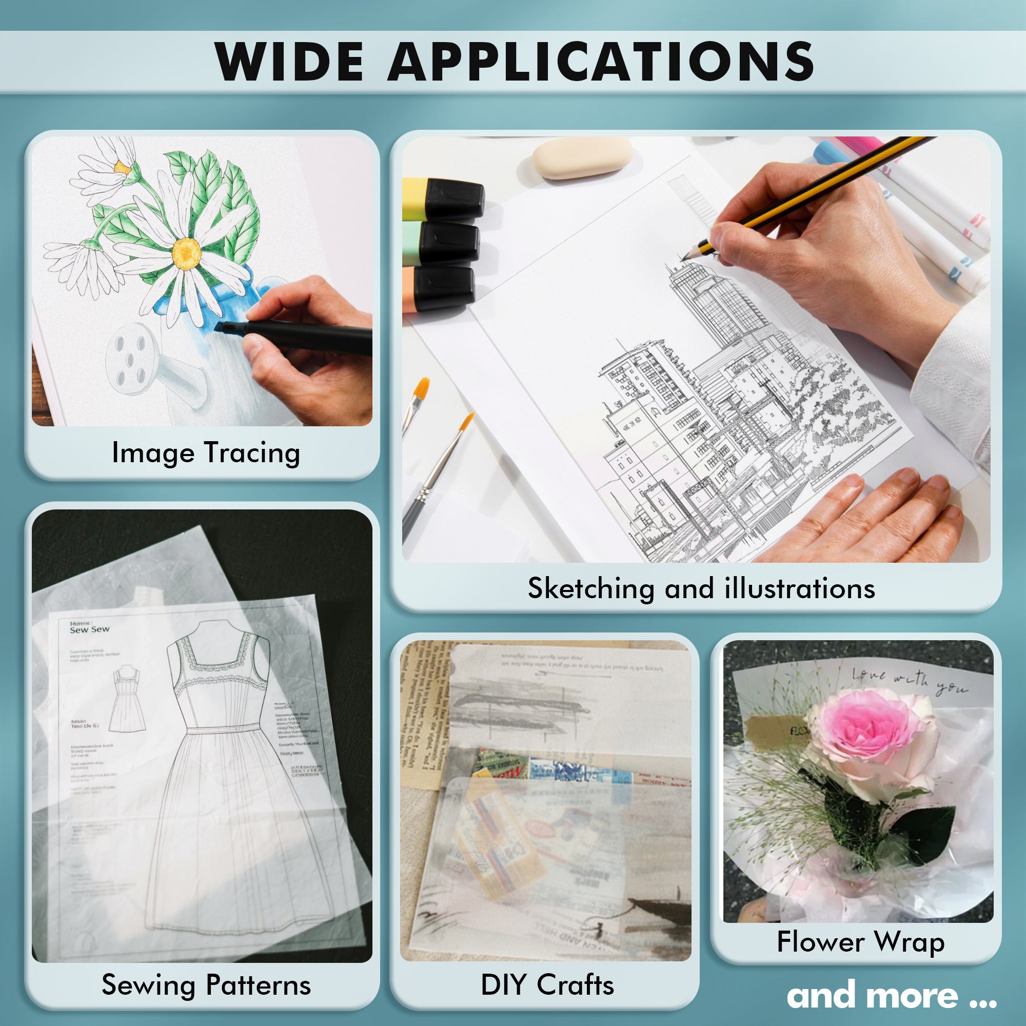 Artist’s Tracing Paper Pad 8.5x11 Inch 100 Sheets 38 LB / 60 GSM