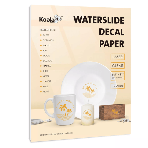 Clear Watersilde Decal for Laser Printer 10 sheets 8.5x11 Inches - A-SUB