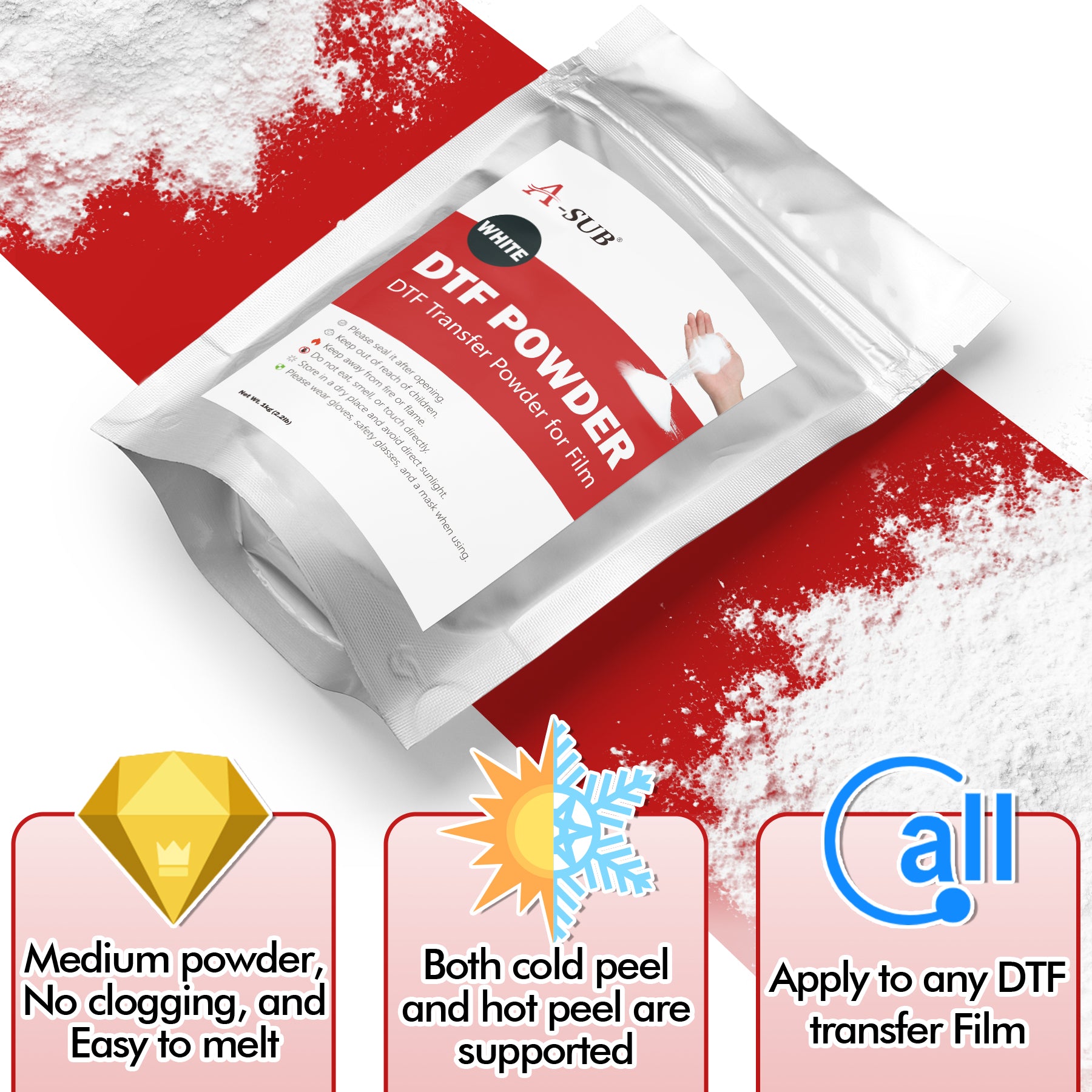 A-SUB DTF Powder Digital Transfer Hot Melt Adhesive 1KG (White)