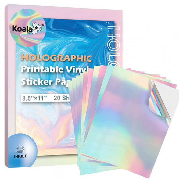 Holographic Vinyl Sticker Paper for Inkjet Printers 8.5x11 Inches