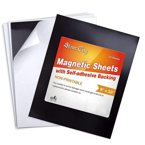 Magnetic Adhesive Sheets with Self Adhesive Backing 26 Mil 8x10 inches 12 Sheets - A-SUB