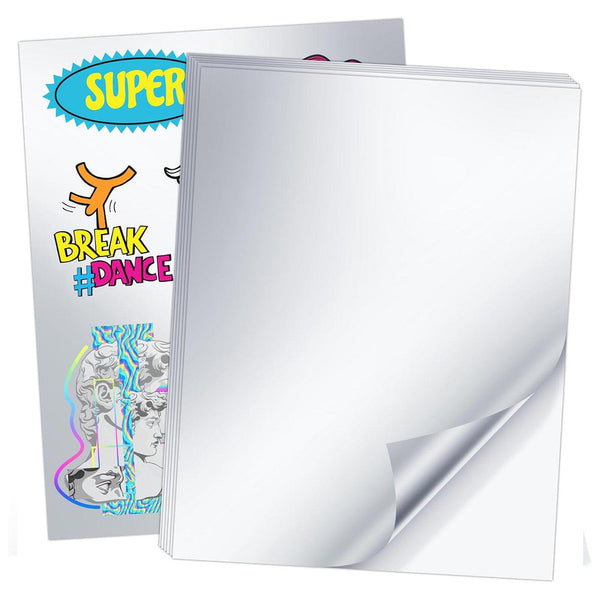 Matte Silver Vinyl Sticker Paper for Inkjet Printers, 20 Sheets 8.5x11 inches - A-SUB