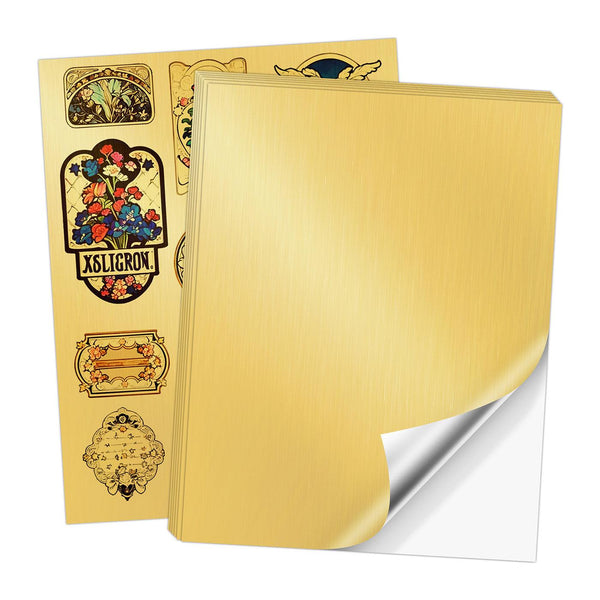 Metallic Brushed Gold Vinyl Sticker Paper for Inkjet Printer, 20 Sheets 8.5x11 Inches - A-SUB