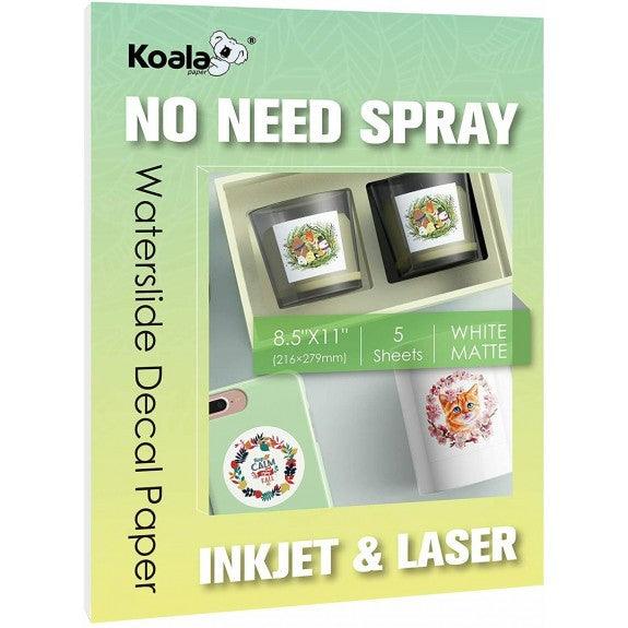 No Spray Need-White Waterslide Decal For Inkjet Printer 20 Sheets 8.5x11 Inches - A-SUB