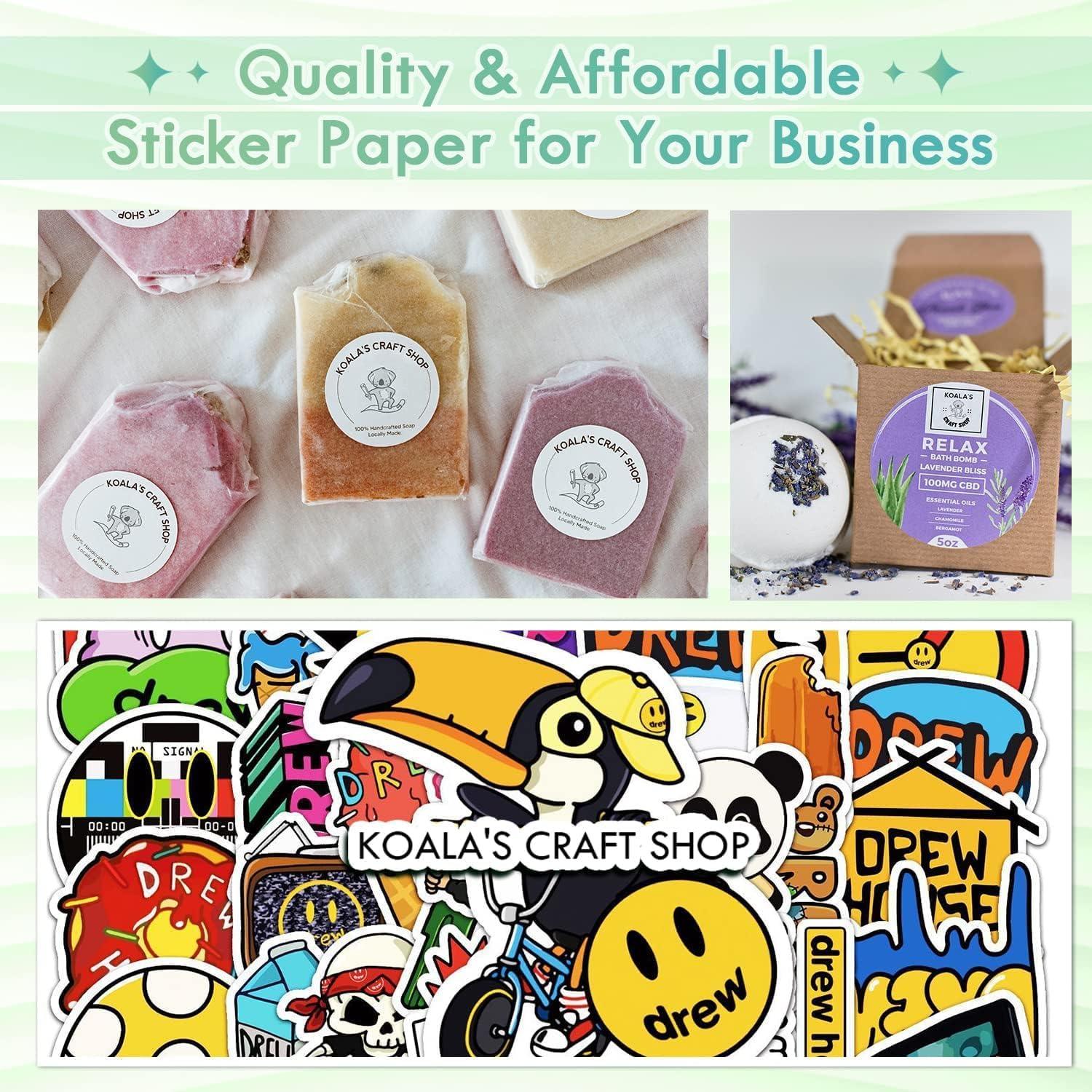 Printable Vinyl Sticker Paper Roll for Inkjet Printers, 13 inch x 32.8 ft White Matte - A-SUB