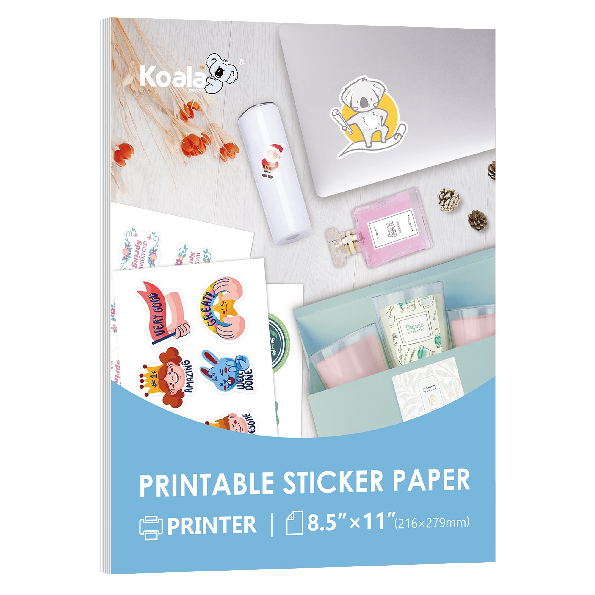 Waterproof  Glossy Vinyl Sticker Paper for Laser Printer 10 Sheets