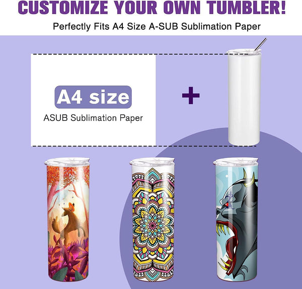 A-SUB 20 OZ Sublimation Tumbler Gift Set with Straw and Lid - A-SUB