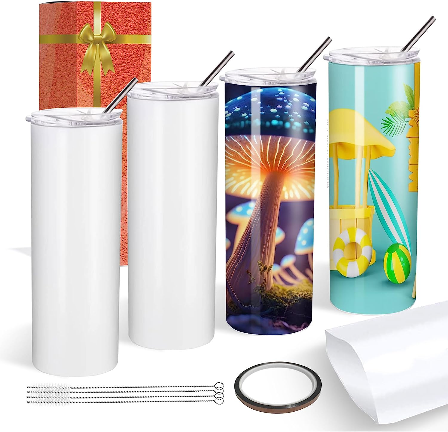 20 Sublimation Shrink Wrap Sleeves,8x8 Inch White Sublimation