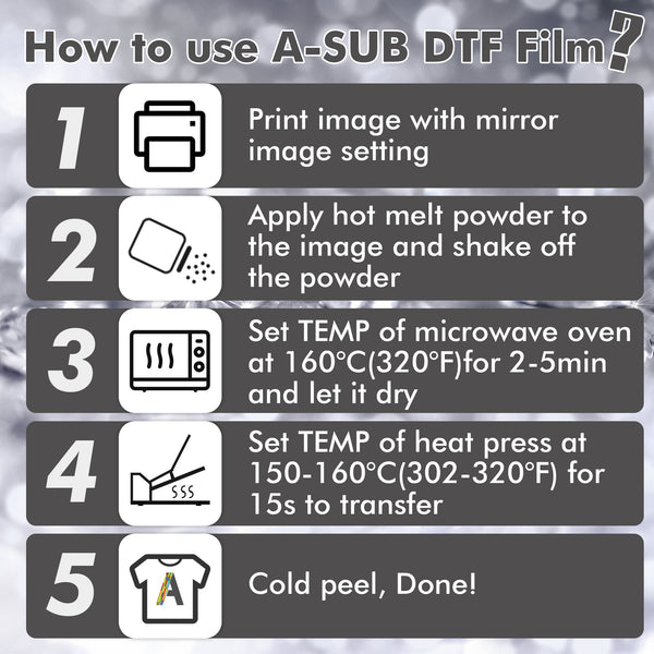 A-SUB DTF Varied Effects Film Set 8.5"*11"-Glow in the Dark , Holographic,Chameleon, Matte