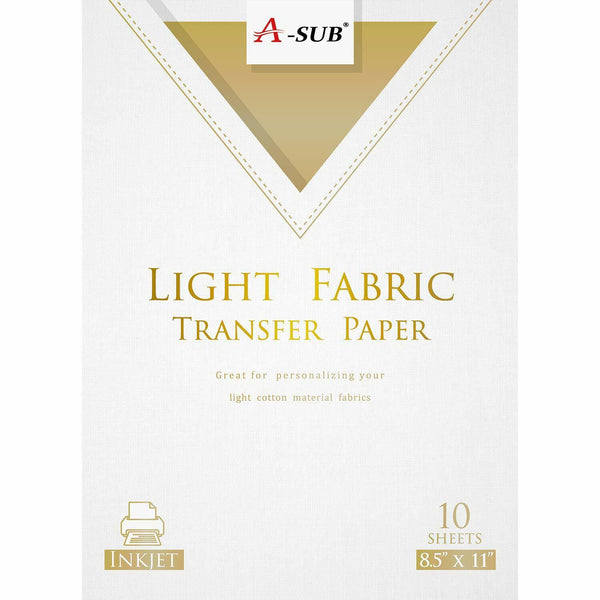 A-SUB 8.5"x11" Light Fabric Tansfer Paper 10 sheets