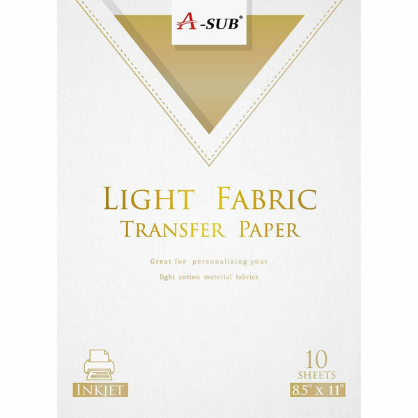 A-SUB 8.5"x11" Light Fabric Tansfer Paper 10 sheets - A-SUB
