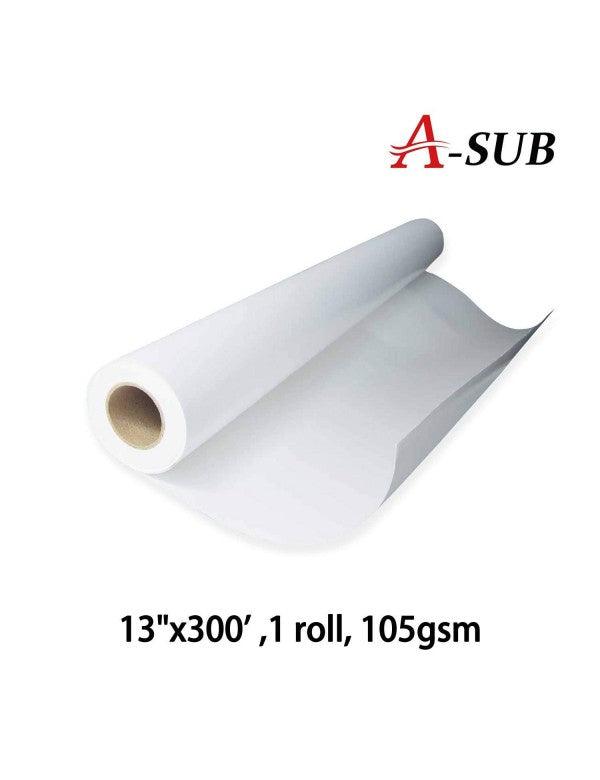 A-SUB 13"x300' Sublimation Paper 105gsm, Roll Size - A-SUB