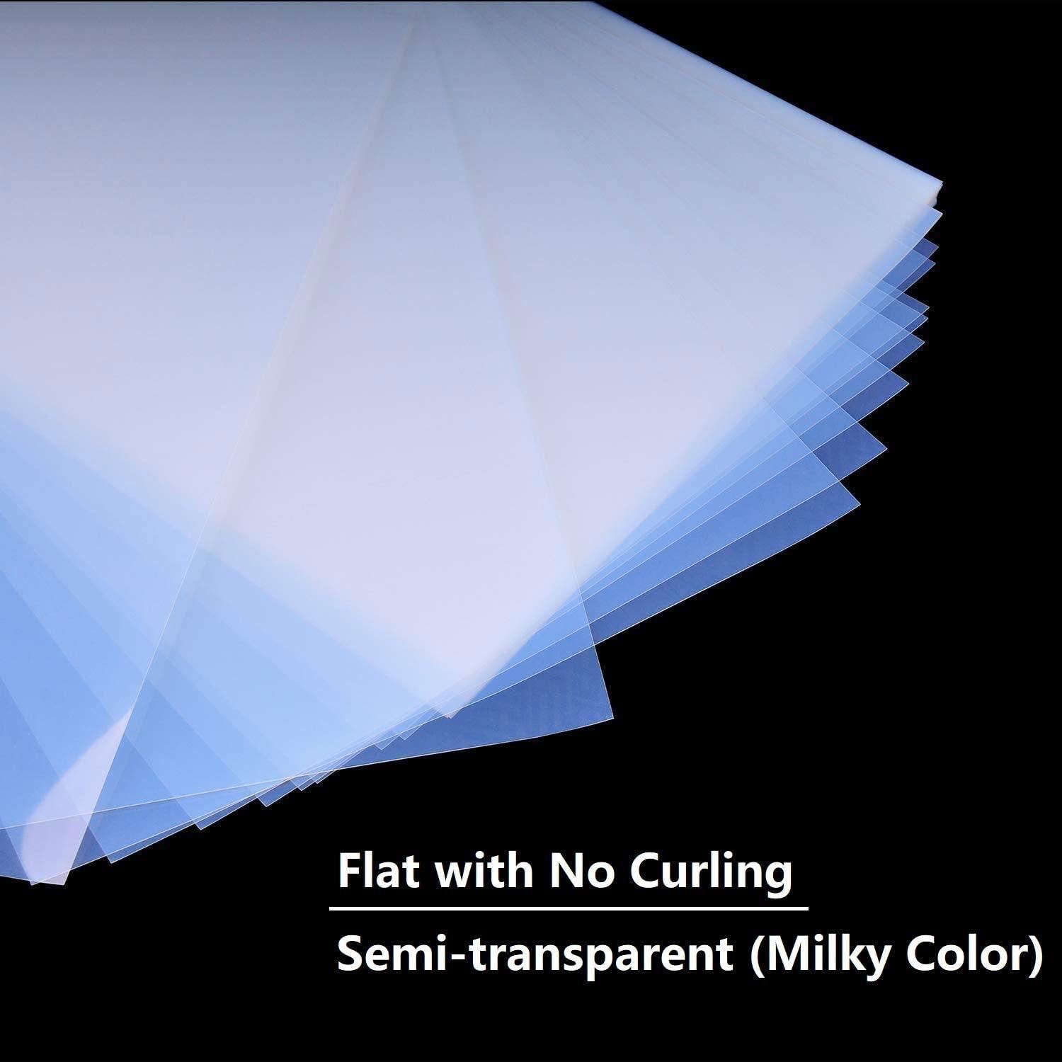 A-SUB 100 Sheets Waterproof Inkjet Milky Transparency Positive Film 8.5x11 Inch for Screen Printing - A-SUB