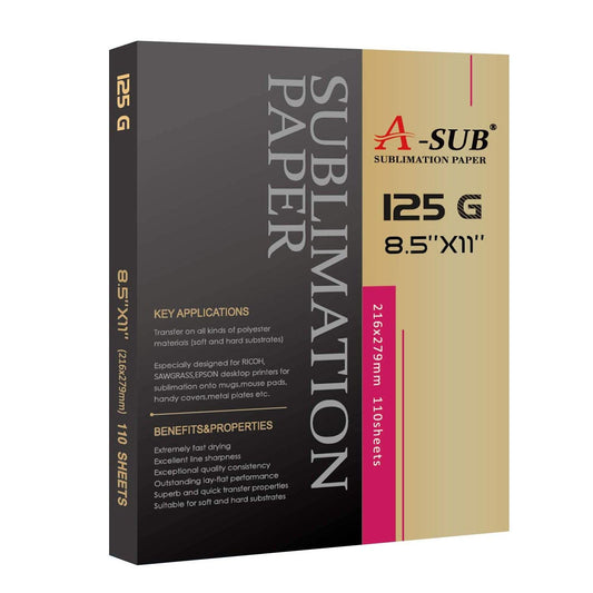 A-SUB 8.5" x 11" Sublimation Paper 125gsm, 110 Sheets - A-SUB