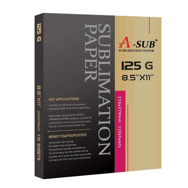 A-SUB 8.5" x 11" Sublimation Paper 125gsm, 110 Sheets - A-SUB