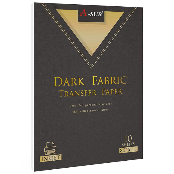 A-SUB 8.5"x11" Dark Fabric Transfer Paper, 10 Sheets - A-SUB