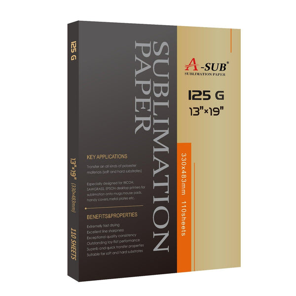 A-SUB 13"x19" Sublimation Paper 125gsm, 110 sheets - A-SUB