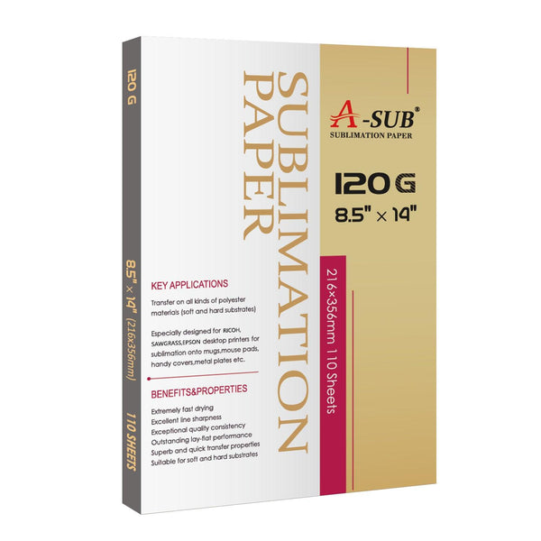 A-SUB 8.5'' x 14'' Sublimation Paper 120gsm, 110 Sheets - A-SUB