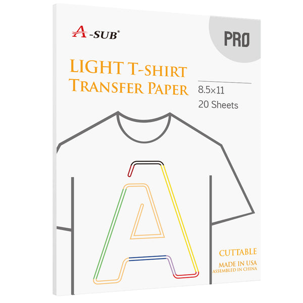 A-SUB Upgraded Light Shirt Transfer Paper Compatible with Cutting Machine