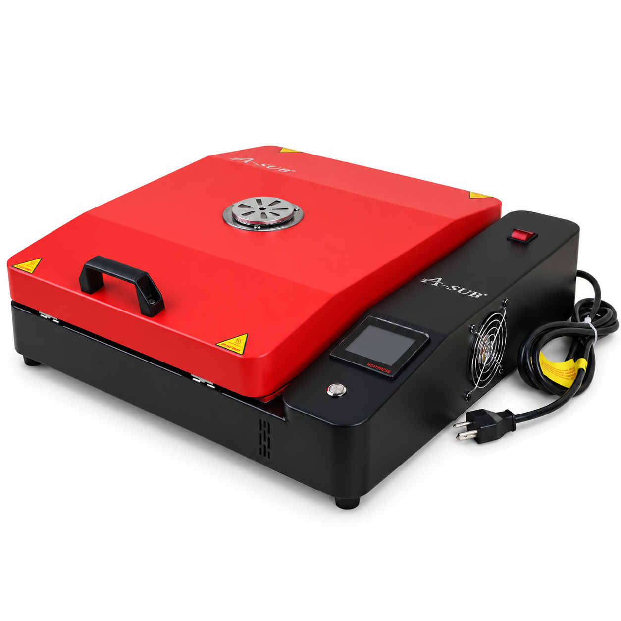 DTF powder curing oven upgrade A280-Red, showcasing its red and black design with control panel and vent.