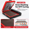 DTF powder curing oven upgrade A280-Red showing even heating for DTF curing and aluminum-alloy base heating features.