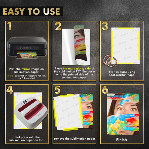 A-SUB Chrome Sublimation Receptive PET Film (8.5 x 11", 5 Sheets)