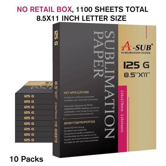 【BULK PRICE】1100 Sheets A-SUB 8.5" x 11" Sublimation Paper 125gsm - A-SUB