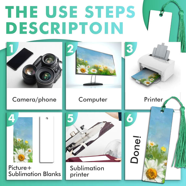 30 PCS Sublimation Blank MDF Bookmarks with Holes & Colorful Tassels – Double-Sided