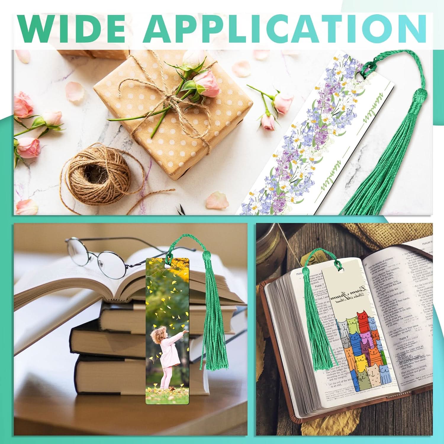 30 PCS Sublimation Blank MDF Bookmarks with Holes & Colorful Tassels – Double-Sided