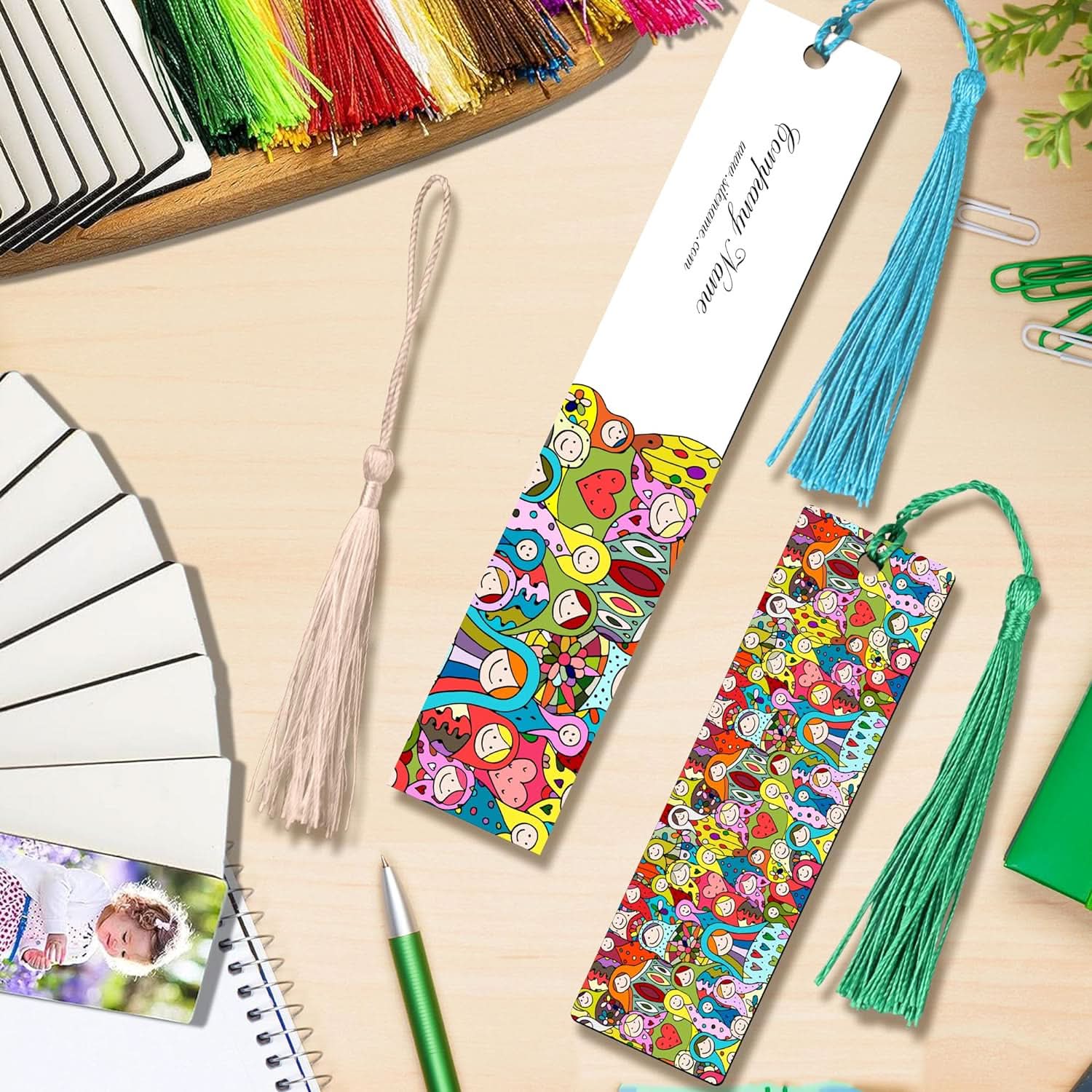 30 PCS Sublimation Blank MDF Bookmarks with Holes & Colorful Tassels – Double-Sided