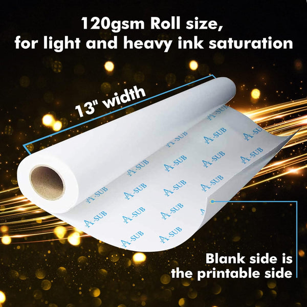 A-SUB 13"x110' Sublimation Paper  120gsm, Roll Size