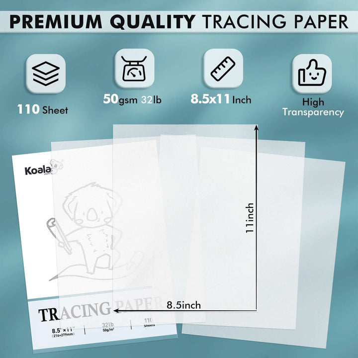 8.5x11 Inch Artist’s Tracing Paper Pad – 100 Sheets, 32LB/50GSM | Ideal ...
