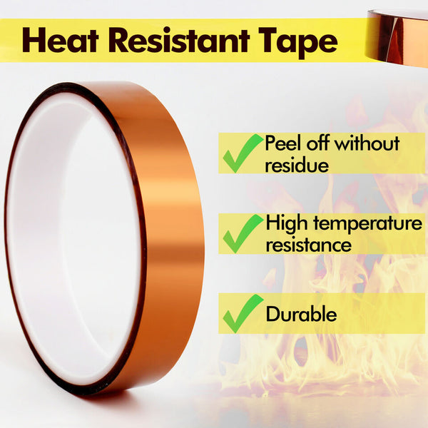 6 PACK 0.4 Inch 10mm X 33m 108ft Heat Tape Heat Resistant Tape