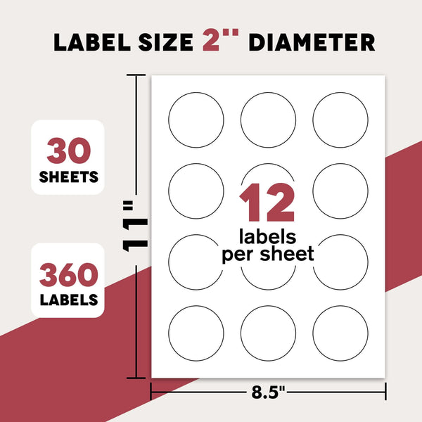 A-SUB 2 Inch Round White Glossy Sticker Labels – For Inkjet & Laser ...