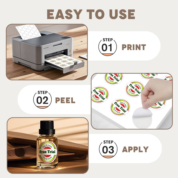 A-SUB 2 inch Round Sticker Labels White Matte for  Inkjet or Laser Printer