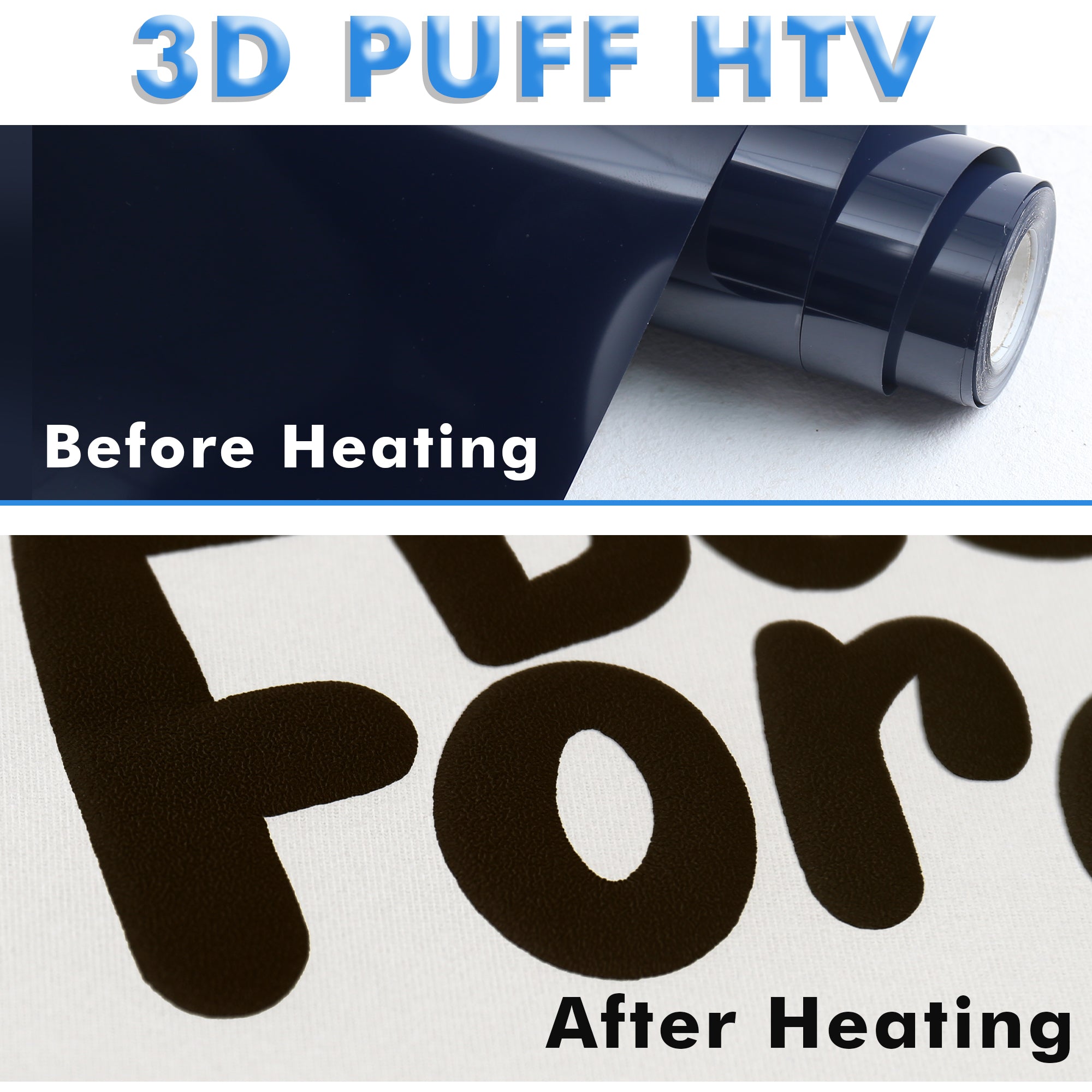 [Pre-sale]A-SUB  3D Puff Vinyl Heat Transfer - Black Puff Vinyl Roll 10''x 8FT