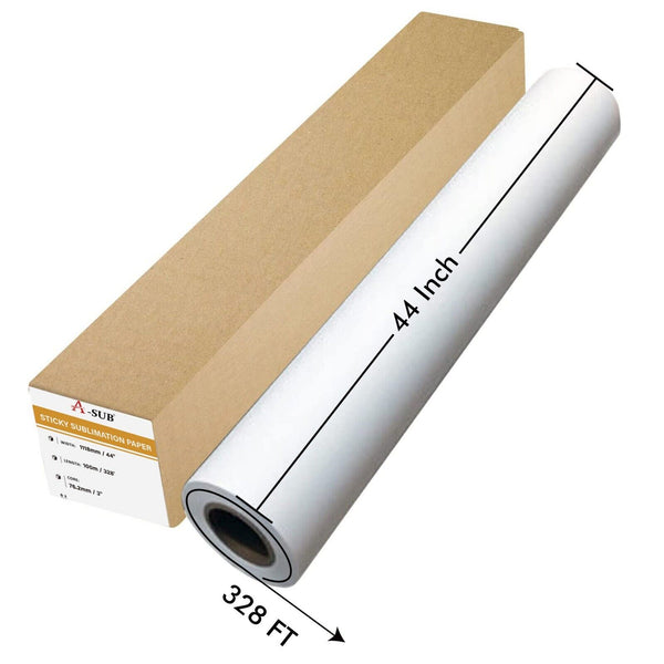 A-SUB 44" X 328' Sticky Sublimation Paper Roll 100g High Tacky for Heat Transfer