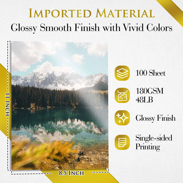 A-SUB 8.5x11 Inches Glossy Cast Coated Photo Paper 48lb 180gsm