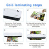 A3 hot and cold laminator machine showing cold laminating steps with clear instructions for easy use.