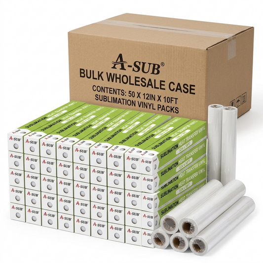 A-SUB Clear Sublimation HTV Rolls 12" x 10FT  Bulk Wholesale Case (50 Packs)