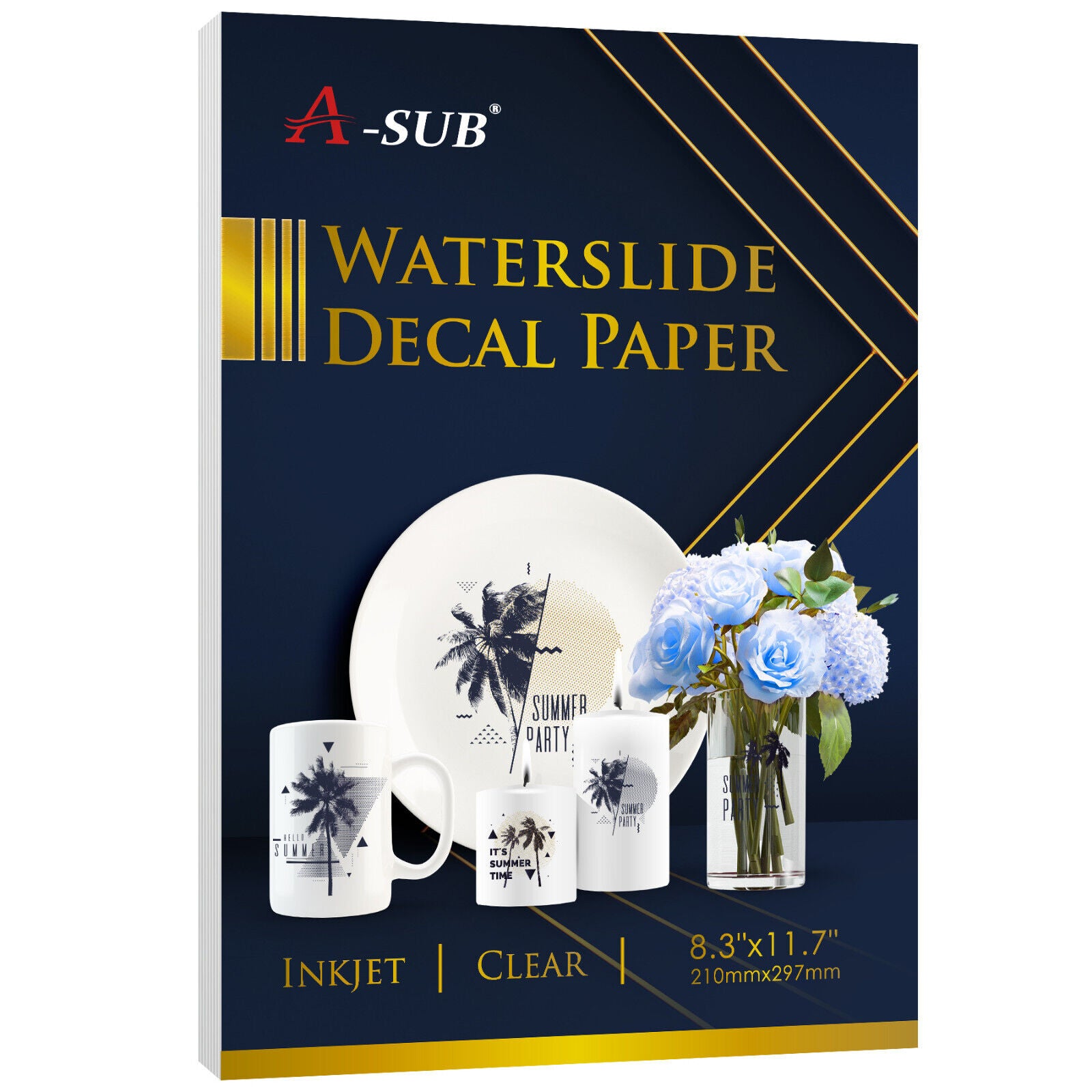  A-SUB Clear Waterslide Decal Paper Clear for Inkjet Printer  20 Sheets  A4 Size