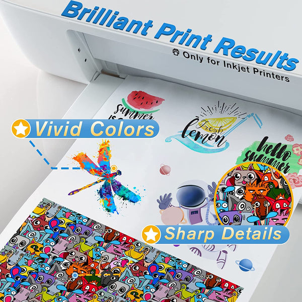 A-SUB Waterproof Clear Sticker Paper for Inkjet Printers 8.5x11 in 15